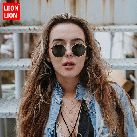 LeonLion Classic Round Alloy Sunglasses Women Brand Designer Sunglasses Small Frame Sun Glasses Vintage Metal Oculos Feminino
