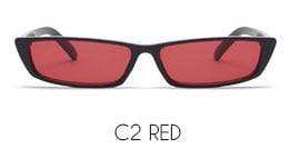 WHO CUTIE 90S Sunglasses Women Vintage Fashion Small Rectangular Frame Black Red Cat Eye Sun Glasses Retro Skinny Shades OM497B