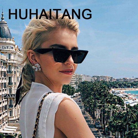 HUHAITANG Vintage Luxury Brand Square Sunglasses Women 2019 Cateye Sun Glasses Shades For Woman Sunglass Ladies Retro Sunglases