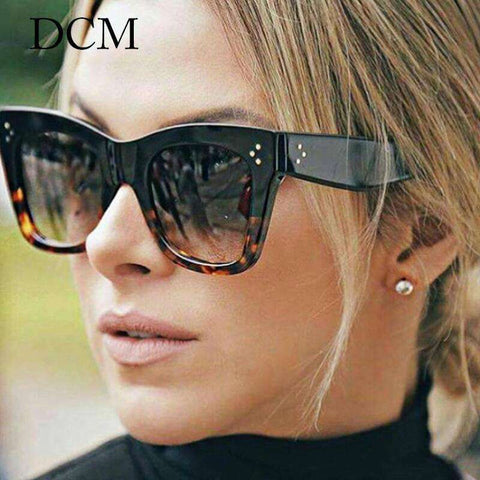 DCM Fashion SquareLeopard Sunglasses Vintage Women Brand Designer Plastic Frame Ladies Sun Glasses Oculos De Sol Feminino UV400