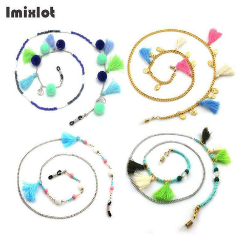 Imixlot 1 PC Mix Style Womens Colorful Tassel Eyeglass Eyewears Sunglasses Reading Glasses Chain Cord Holder Neck Strap Rope