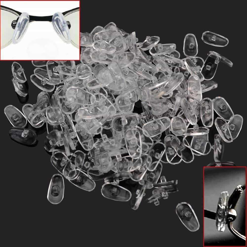 100 Pairs Pack Soft Silicone Clear Sunglass Glasses Eyeglasses Oval Anti-Slip Screw On Oval Nose Pads Eyewear Accessories Parts