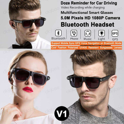 8GB or 32GB HD 1080P Mini Camera Glasses Smart Sunglasses Mini Camcorders Glasses Sports DV Wireless Bluetooth Headset Earphones