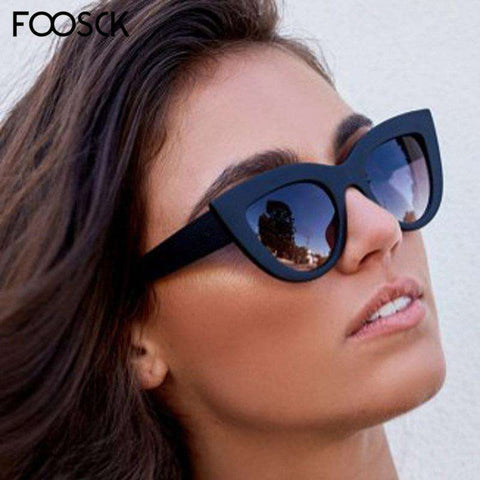 FOOSCK Luxury Cute Sexy Cat Eye Sunglasses Women Brand Designer Sun Glasses Unisex Retro Eyewear For Female