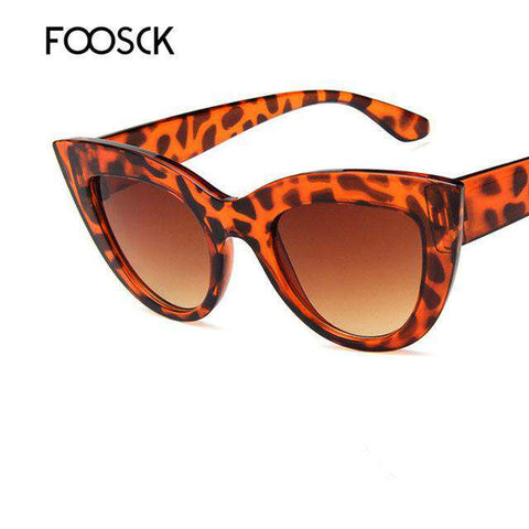 FOOSCK Luxury Cute Sexy Cat Eye Sunglasses Women Brand Designer Sun Glasses Unisex Retro Eyewear For Female