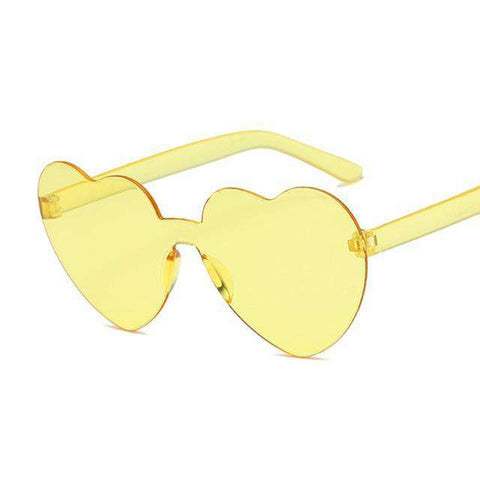 New One Piece Love Heart Lens Sunglasses Women Transparent Plastic Glasses Style Sun Glasses Female Clear Candy Color Lady