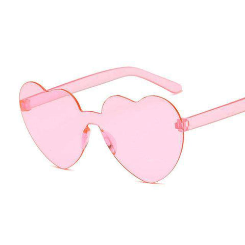 New One Piece Love Heart Lens Sunglasses Women Transparent Plastic Glasses Style Sun Glasses Female Clear Candy Color Lady