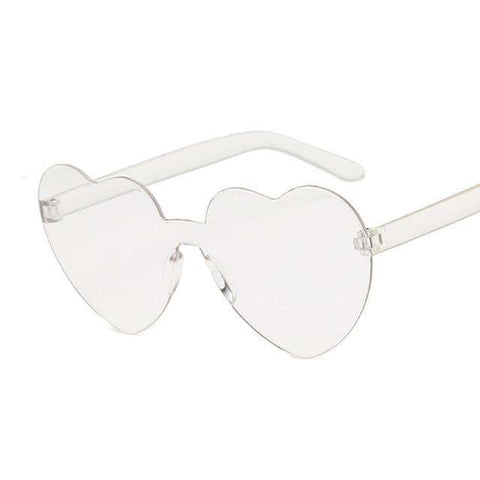 New One Piece Love Heart Lens Sunglasses Women Transparent Plastic Glasses Style Sun Glasses Female Clear Candy Color Lady