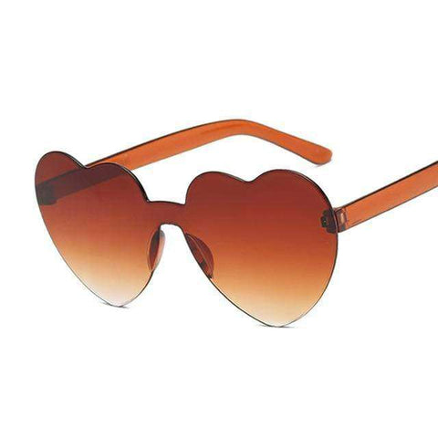 New One Piece Love Heart Lens Sunglasses Women Transparent Plastic Glasses Style Sun Glasses Female Clear Candy Color Lady