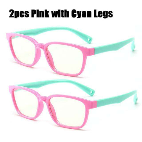 SOOLALA 2pcs Anti Blue Light Glasses Kids Silicone Optical Frame Boys Girls Computer Eyeglasses UV400 Blue Light Blocking Glass
