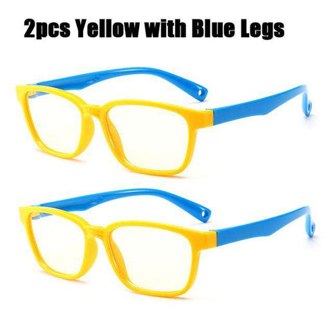 SOOLALA 2pcs Anti Blue Light Glasses Kids Silicone Optical Frame Boys Girls Computer Eyeglasses UV400 Blue Light Blocking Glass