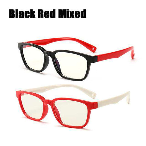 SOOLALA 2pcs Anti Blue Light Glasses Kids Silicone Optical Frame Boys Girls Computer Eyeglasses UV400 Blue Light Blocking Glass