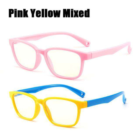 SOOLALA 2pcs Anti Blue Light Glasses Kids Silicone Optical Frame Boys Girls Computer Eyeglasses UV400 Blue Light Blocking Glass