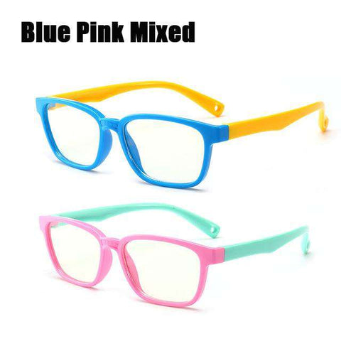 SOOLALA 2pcs Anti Blue Light Glasses Kids Silicone Optical Frame Boys Girls Computer Eyeglasses UV400 Blue Light Blocking Glass