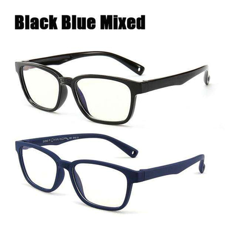 SOOLALA 2pcs Anti Blue Light Glasses Kids Silicone Optical Frame Boys Girls Computer Eyeglasses UV400 Blue Light Blocking Glass